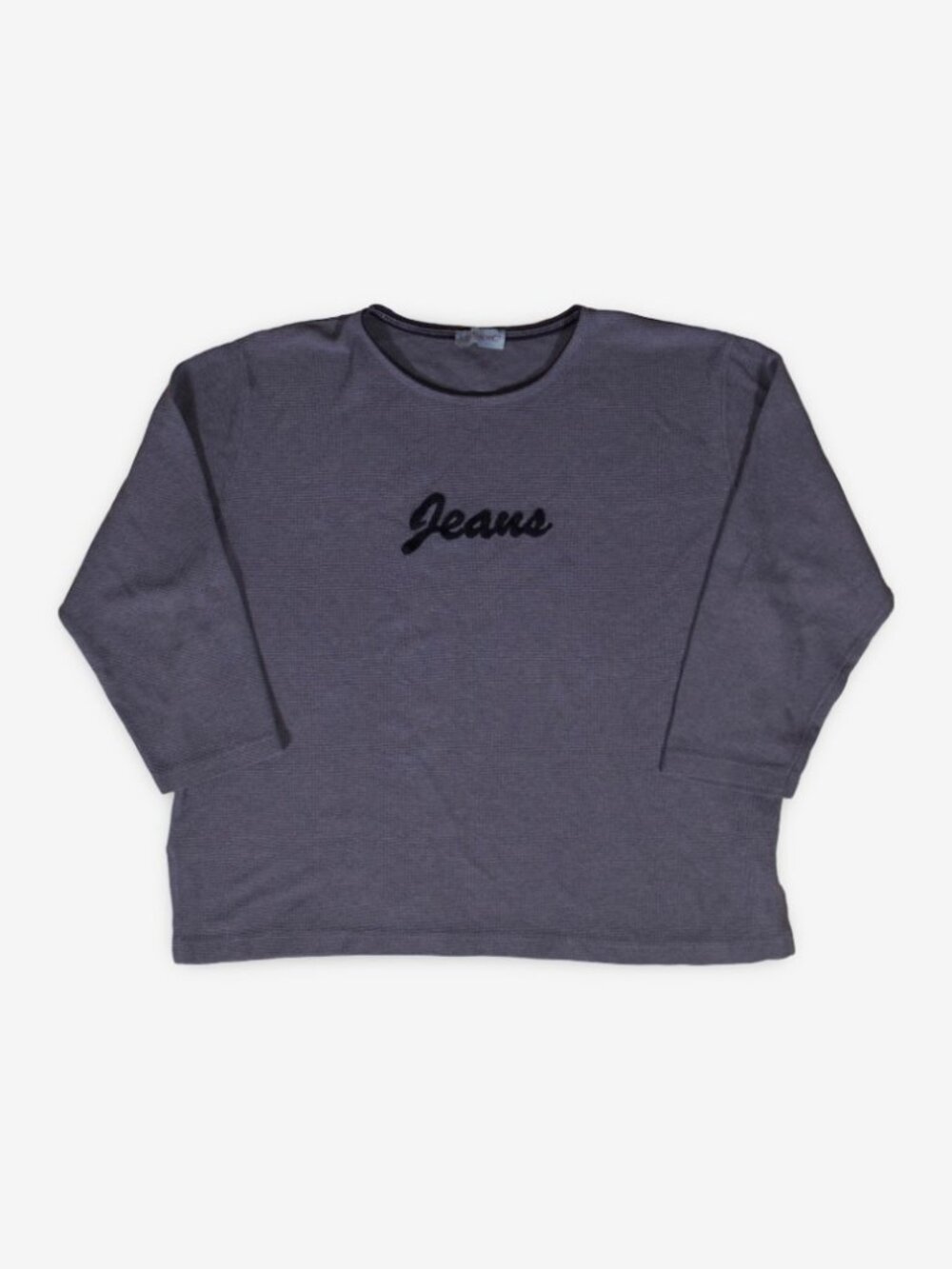 Y2K Vetissimo Jeans Patch Waffle Longsleeve T-Shirt